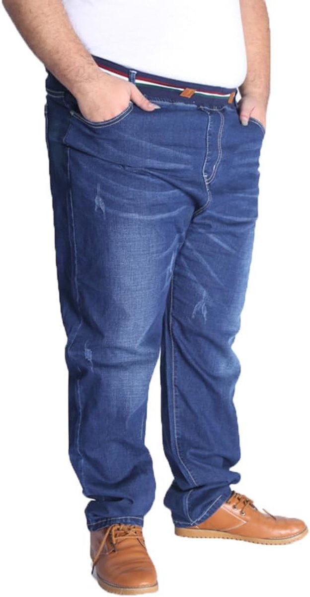 Herren Jeans Oversize Loose Fit Hoge Taille Stretch Rechte Lange Broek Katoenmix