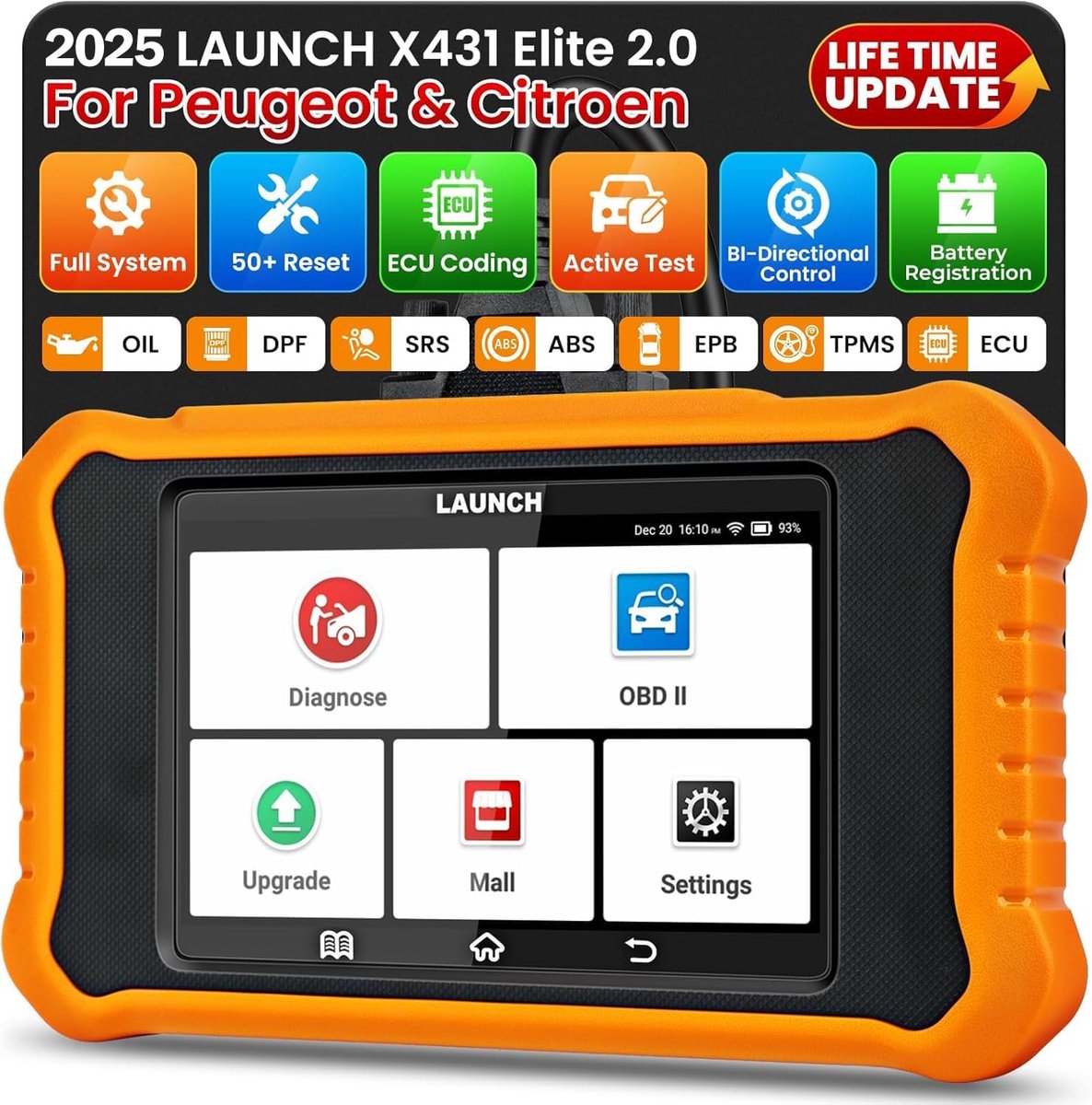 Professionele OBD2 Diagnose Scanner met Bidirectionele Controle en ECU Codering voor Peugeot & Citroën