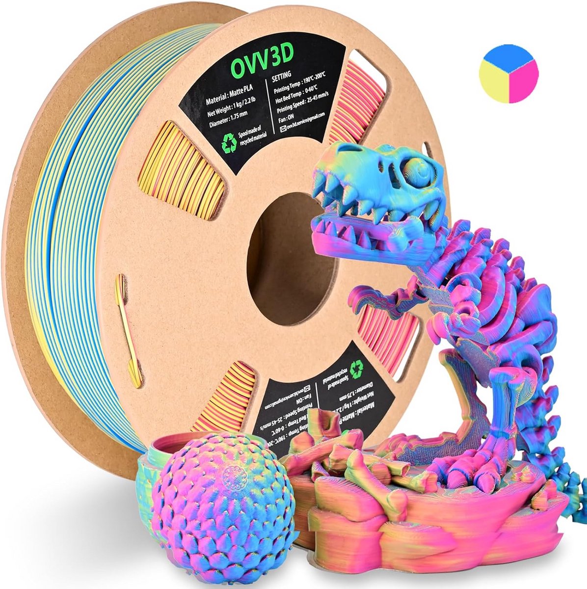3D Print Materiaal - PLA Filament Spoel - Objecten Printen - 1.75mm Diameter - 1 Kilogram - Zwart
