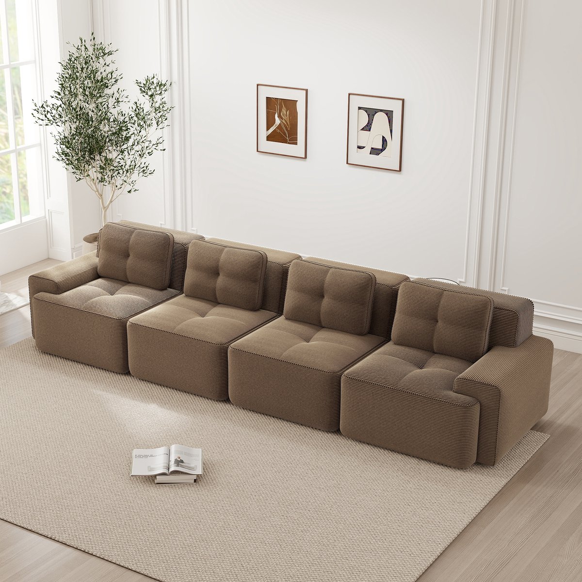 HAUSS SPOLE Modulaire Hoekbank 4 Zits - Diepe Zit 74 Cm - Boneless Design - Antislip Basis