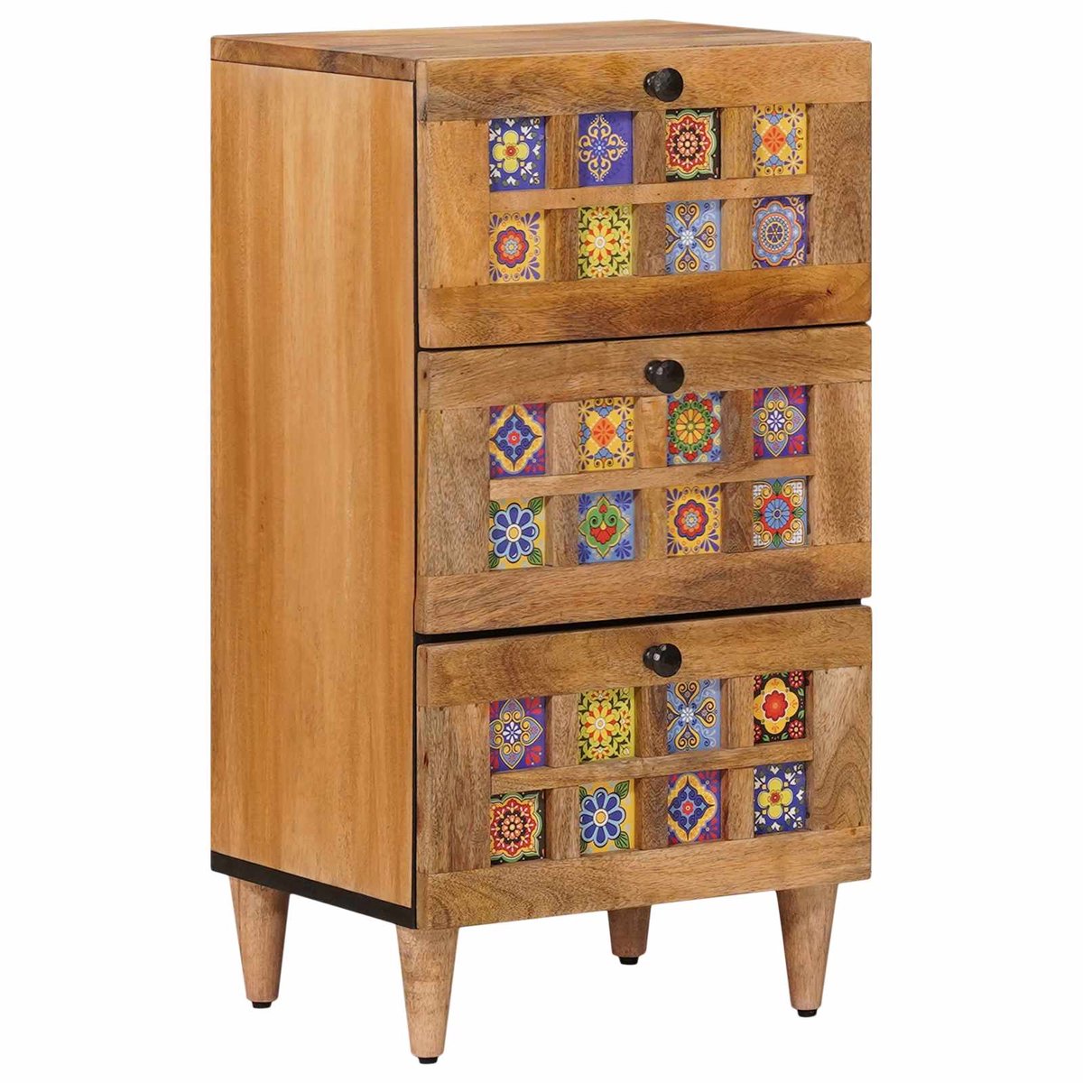 vidaXL - Dressoir - met - lade - Naturel - 40 - x - 33 - x - 75 - cm - Massief - Mango - Hout
