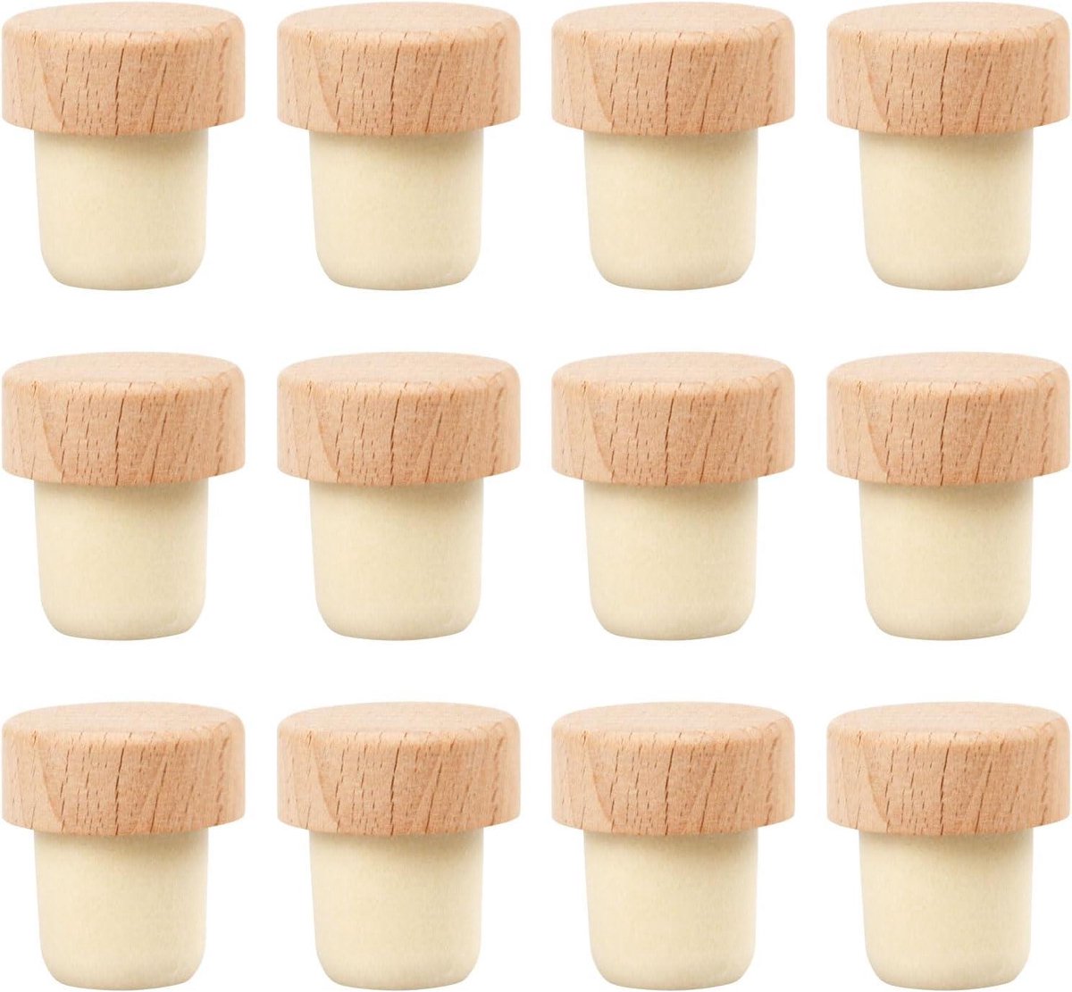 Wijnflesstoppers 12 stuks houten dops, kurkstoppen voor wijn, bier, whisky