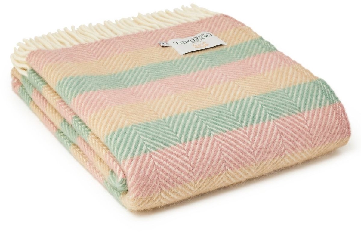 Tweedmill Plaid Summer Breeze Stripe - 150x183 - Nieuw Wol - Tweedmill UK Blauw