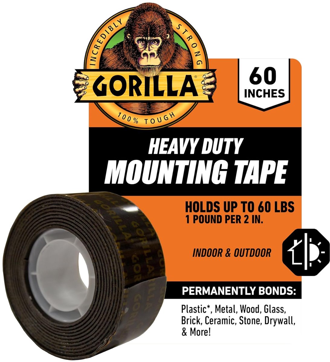 Dubbelzijdige Heavy Duty Montagetape 2-pak - 1x60cm, Zwart