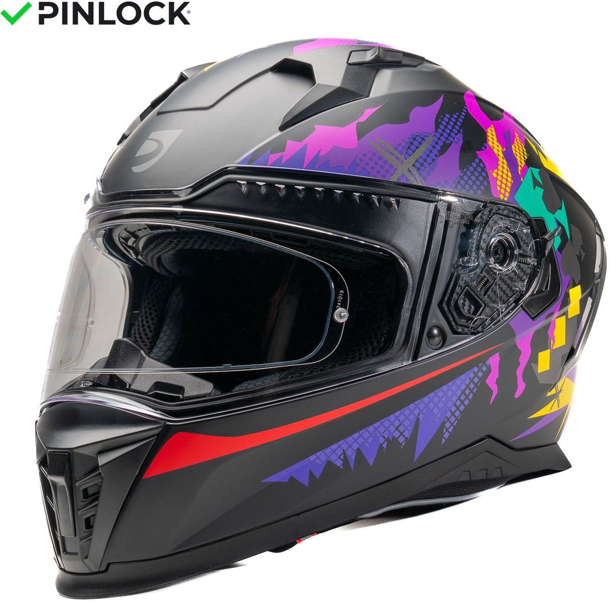 MOTOBLOUZ EROS PSYCHO Integraalhelm - ECE 22.06 gekeurde Helm Scooter, Motor & Brommer - Heren & Dames - Zwart - XL