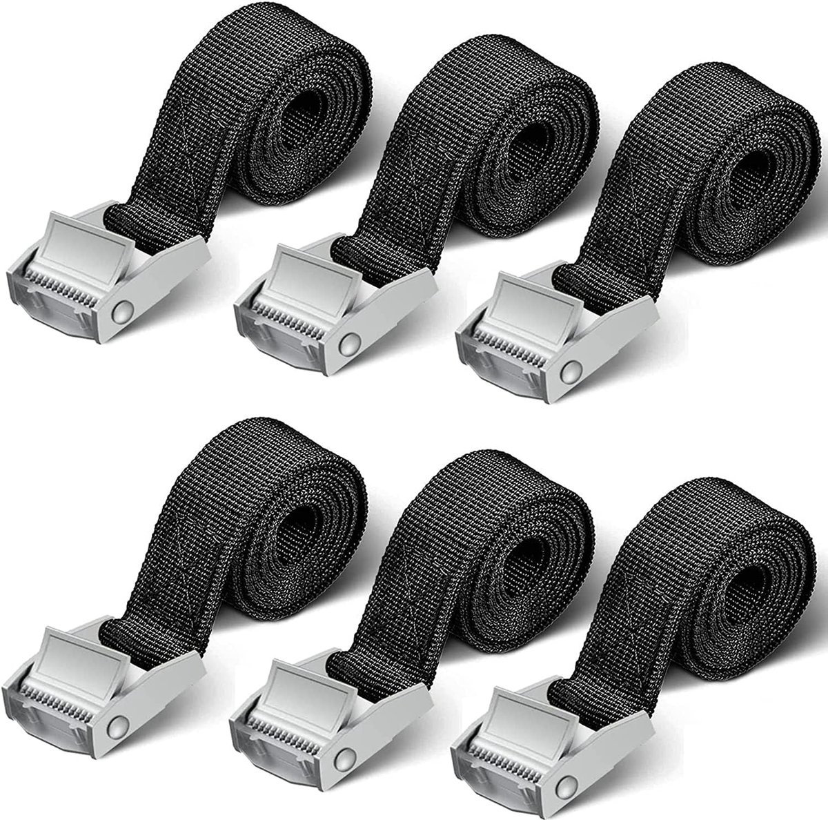 Robuuste Spanbanden 250 kg - Korte Sjorbanden 0,5 m, 1 m, 2 m - Set van 6 Stuks voor Motorfiets en Fietsendrager