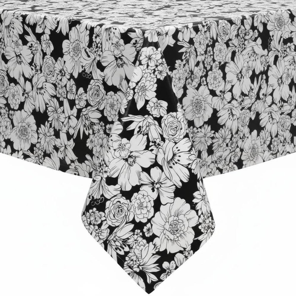 Protecttable - Mexicaans Tafelzeil Vintage Floral Zwart 120x260cm - Tafelkleed Afwasbaar - Kunststof