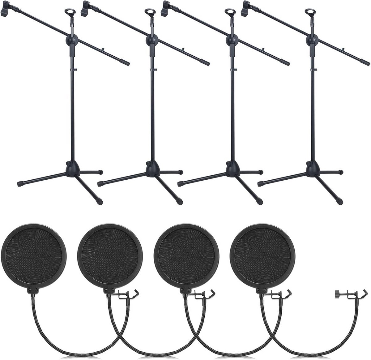 Verstelbare Microfoonstandaards Set van 4 voor Livestream en Optredens - Max. Hoogte 152,5 cm