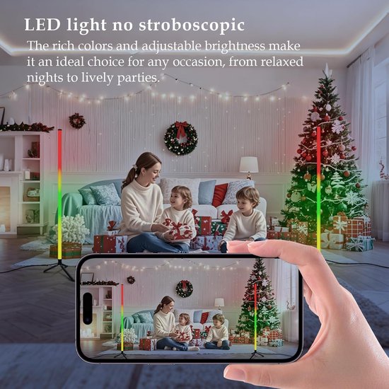 LED hoekvloerlamp - Staande hoeklamp met sfeerverlichting - Inclusief afstandsbediening - Sfeerverlichting met kleurverandering - Kleurveranderende vloerlamp geschikt voor woonkamers en speelkamers van Merkloos — afbeelding 4