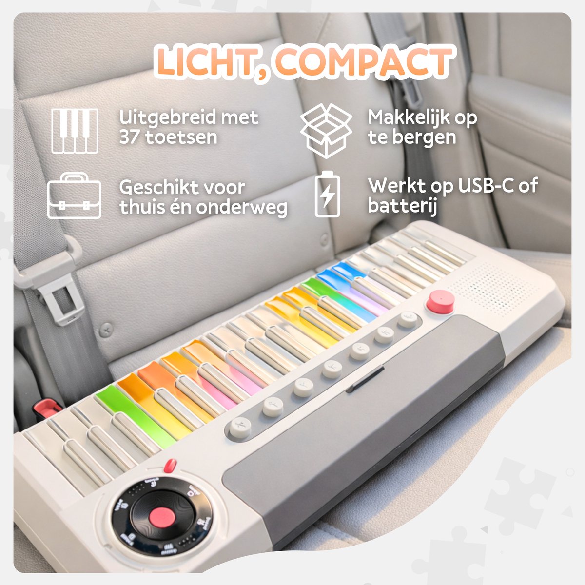 Keyboard voor Kinderen – Educatieve Speelgoed Piano met 37 Oplichttoetsen – Keyboard Piano Kind – 87 Liedjes & 22 Instrumentgeluiden – Educatief Speelgoed Instrument — afbeelding 5