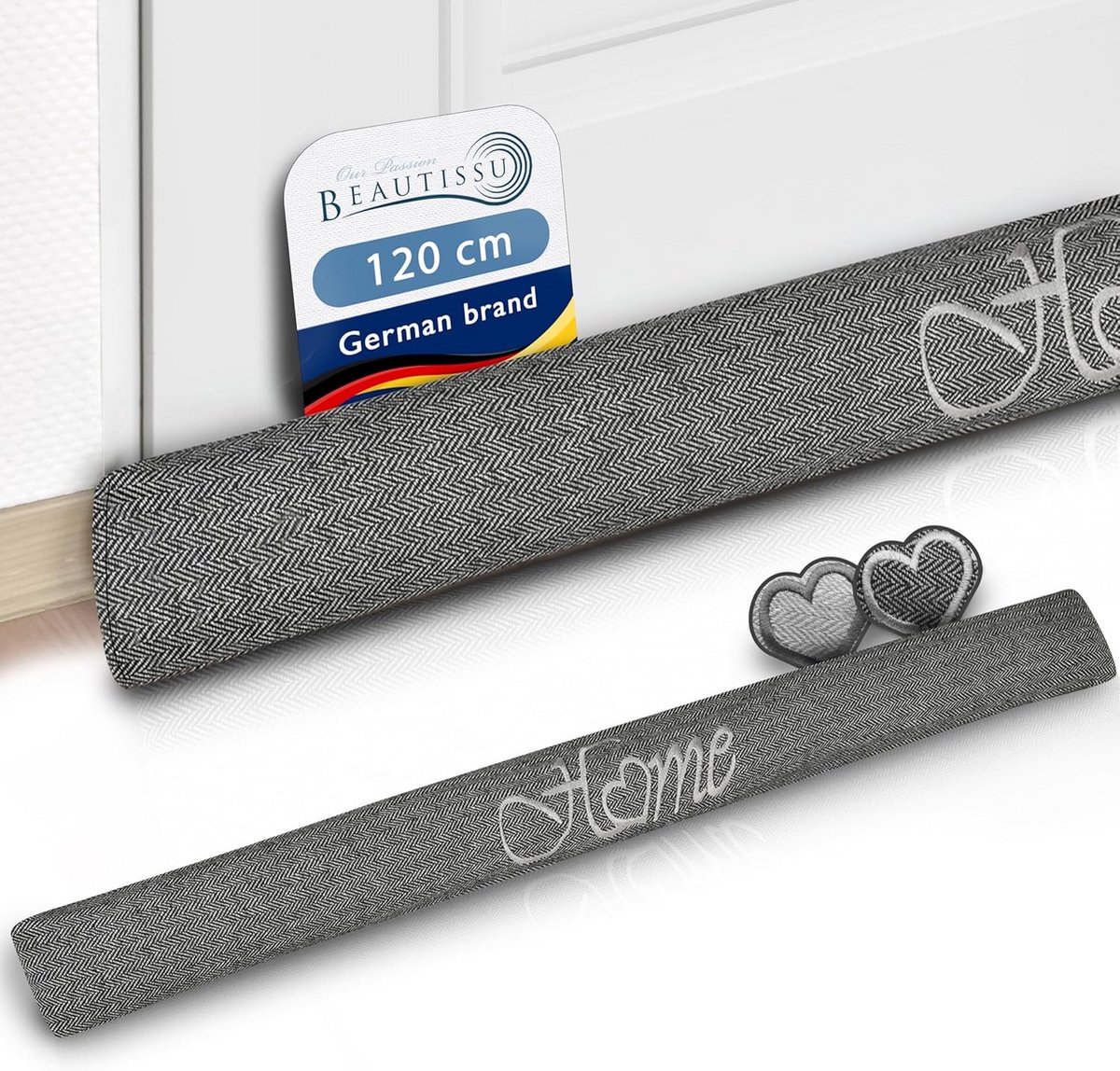 Draught Excluder 120cm - Heavy Door Draught Stopper as Windstopper for Doors and Windows - Long Draught Exclusion Cushion Home - Door Sausage in Anthracite