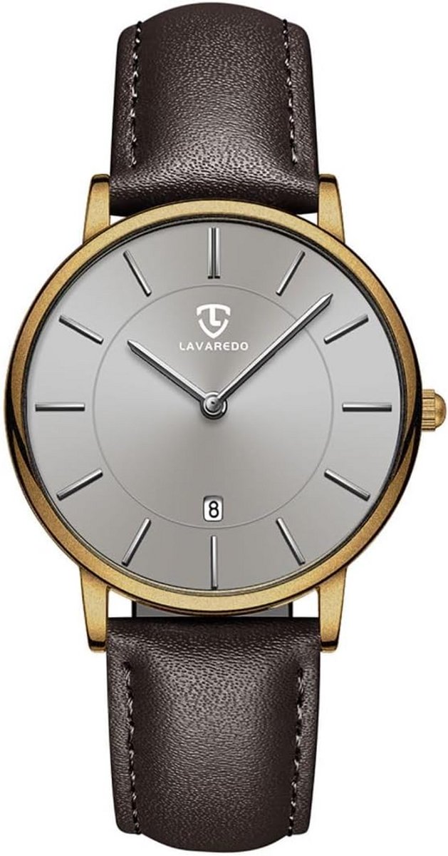 Heren horloge met lederen band en datumweergave Krasbestendig