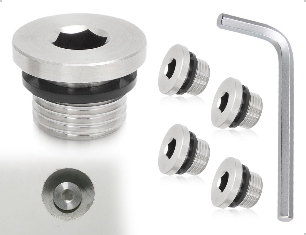 4 Stuks Zeskant Blinde Schroefdoppen met Afdichting voor Buisvergrendeling Roestvrij Staal 1/8 Inch