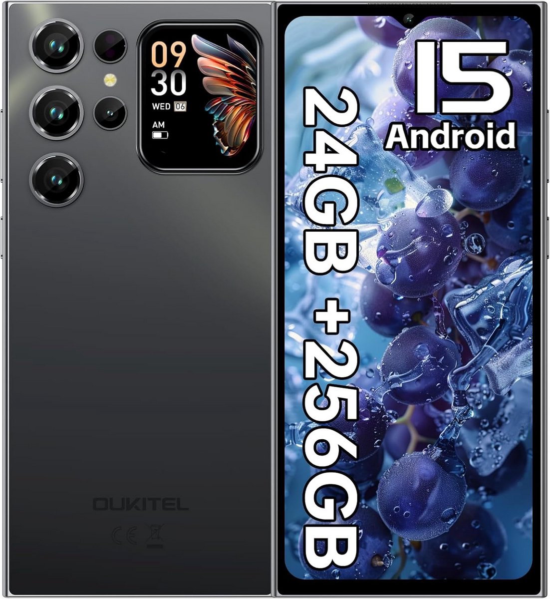 Android 15 Smartphone met 24GB RAM, 256GB Opslag en 6,88 inch 90Hz Scherm