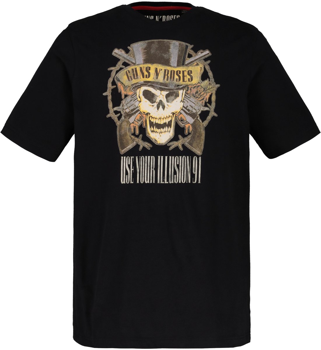 JP 1880 - Heren - T-shirt bandshirt Guns 'n Roses korte mouwen - Zwart - Maat L