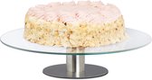 relaxdays taartplateau draaibaar op voet - taartschaal - taartstandaard glas - Ø 30 cm