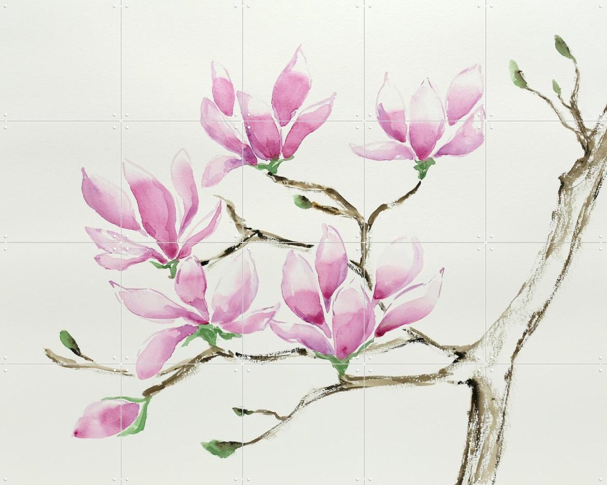 IXXI Magnolia in Bloom, Natalie Bruns - 100 x 80 cm - Gratis ophangtool - Grote wanddecoratie en posters Botanisch, Natuur