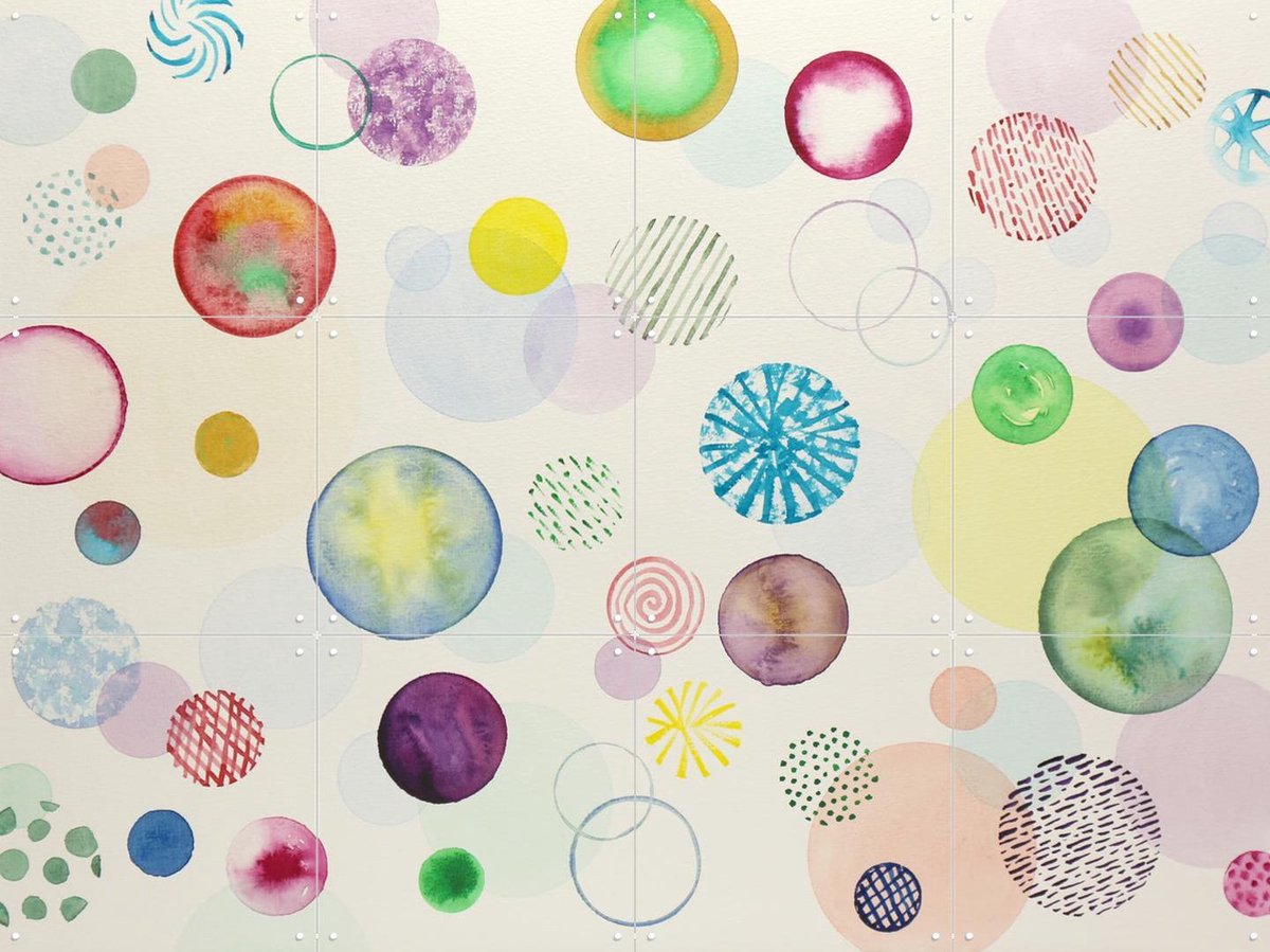 IXXI Happy Bubbles, Natalie Bruns - 80 x 60 cm - Gratis ophangtool - Grote wanddecoratie en posters - Grafisch Ontwerp, Aquarel, Kleurrijk, Speels