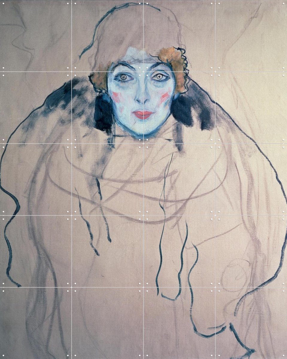 IXXI Head of a Woman 1917, Gustav Klimt & Bridgeman Images - 80 x 100 cm - Gratis ophangtool - Grote wanddecoratie en posters - Klassiek, Line art