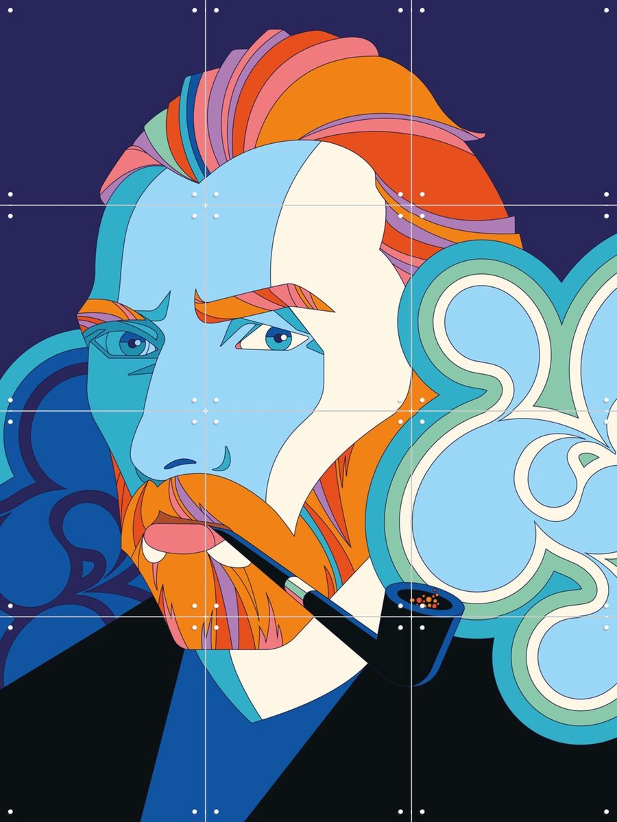 IXXI Van Gogh Portrait, Bo Lundberg & Van Gogh 21st Century - 60 x 80 cm - Gratis ophangtool - Grote wanddecoratie en posters - Cartoonesk