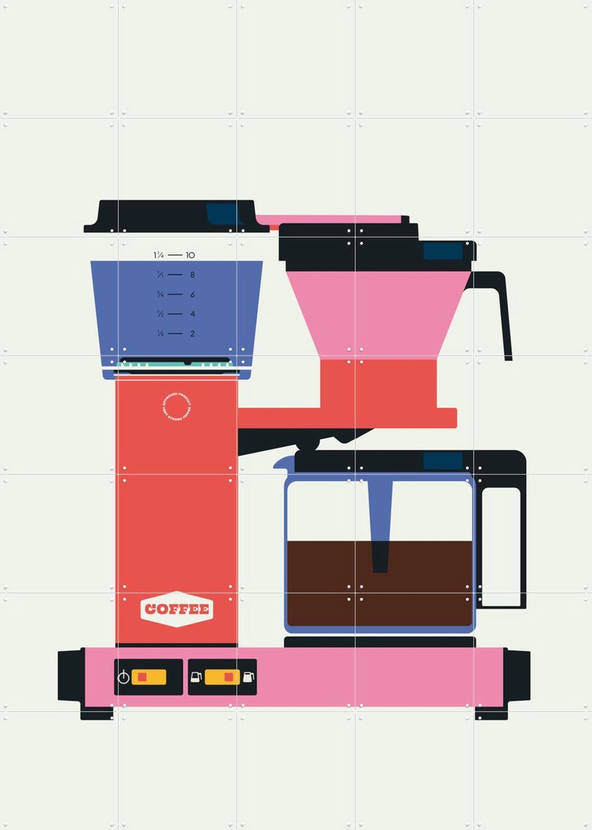 IXXI Pastel Coffee, Bo Lundberg - 100 x 140 cm - Gratis ophangtool - Grote wanddecoratie en posters - Vintage, Grafisch Ontwerp, Illustraties, Speels