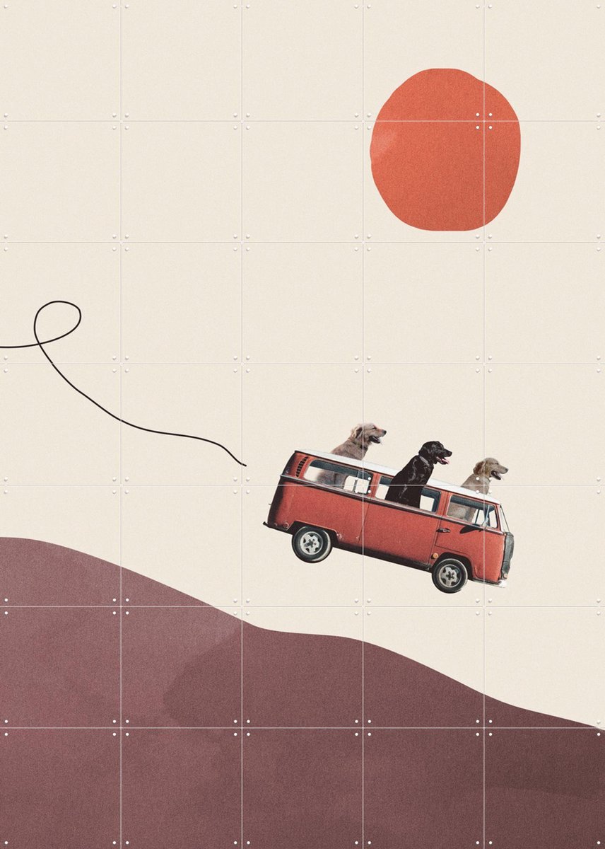 IXXI Adventure Gang, Maarten Léon - 100 x 140 cm - Gratis ophangtool - Grote wanddecoratie en posters - Speels, Collage, Illustraties, Kinderkamer