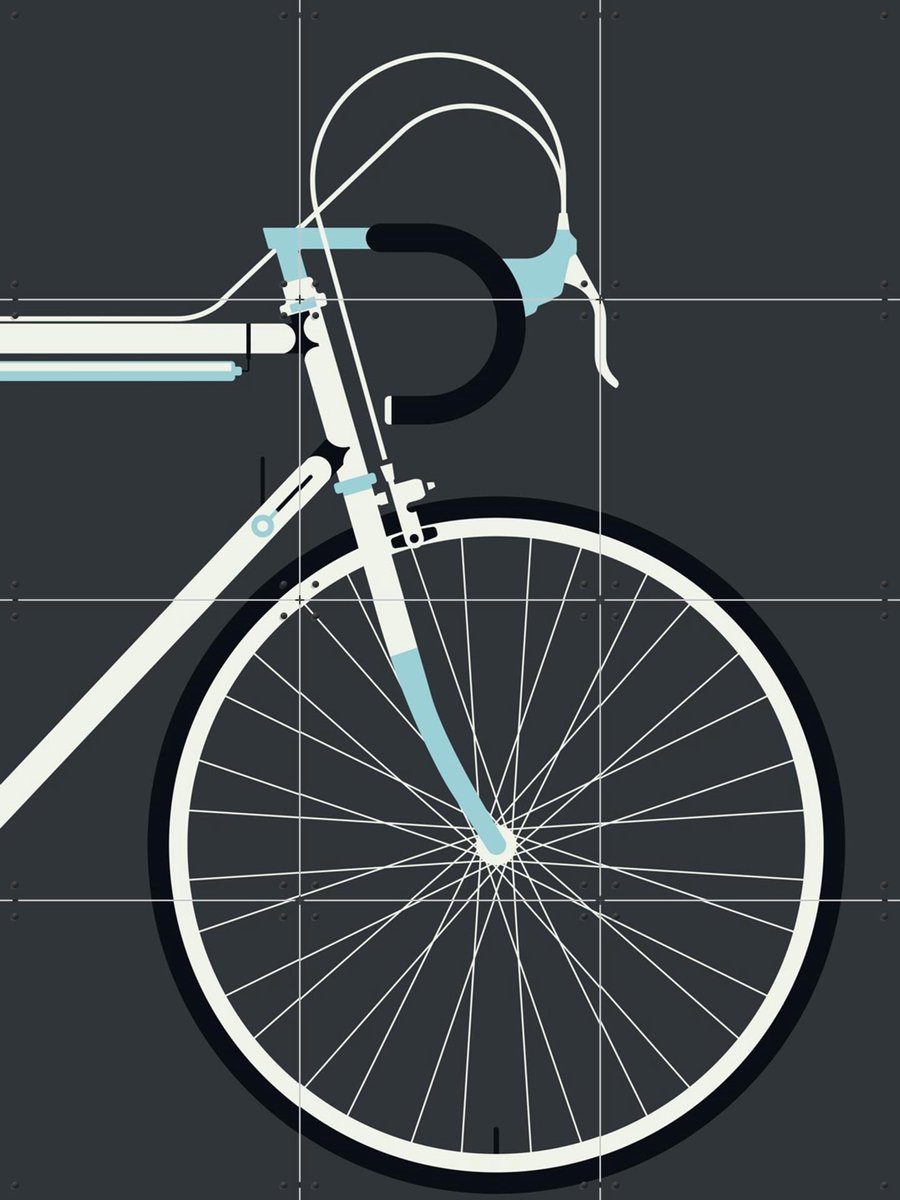 IXXI Racing Bike White Front, Bo Lundberg - 60 x 80 cm - Gratis ophangtool - Grote wanddecoratie en posters - Vintage, Illustraties, Mancave, Sport