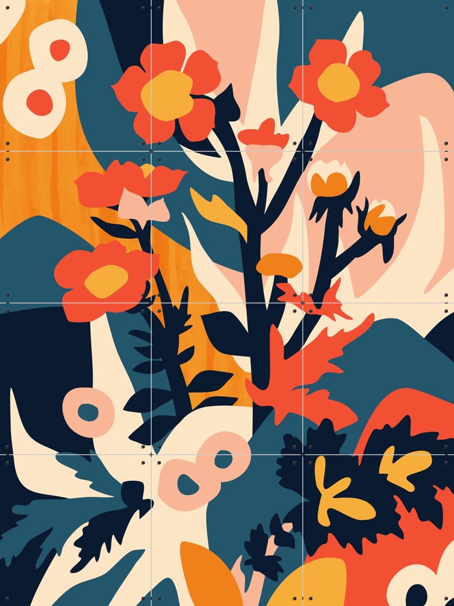 IXXI Sirens and Bird Baths, Megan Gallagher - 60 x 80 cm - Gratis ophangtool - Grote wanddecoratie en posters - Kleurrijk, Illustraties, Speels