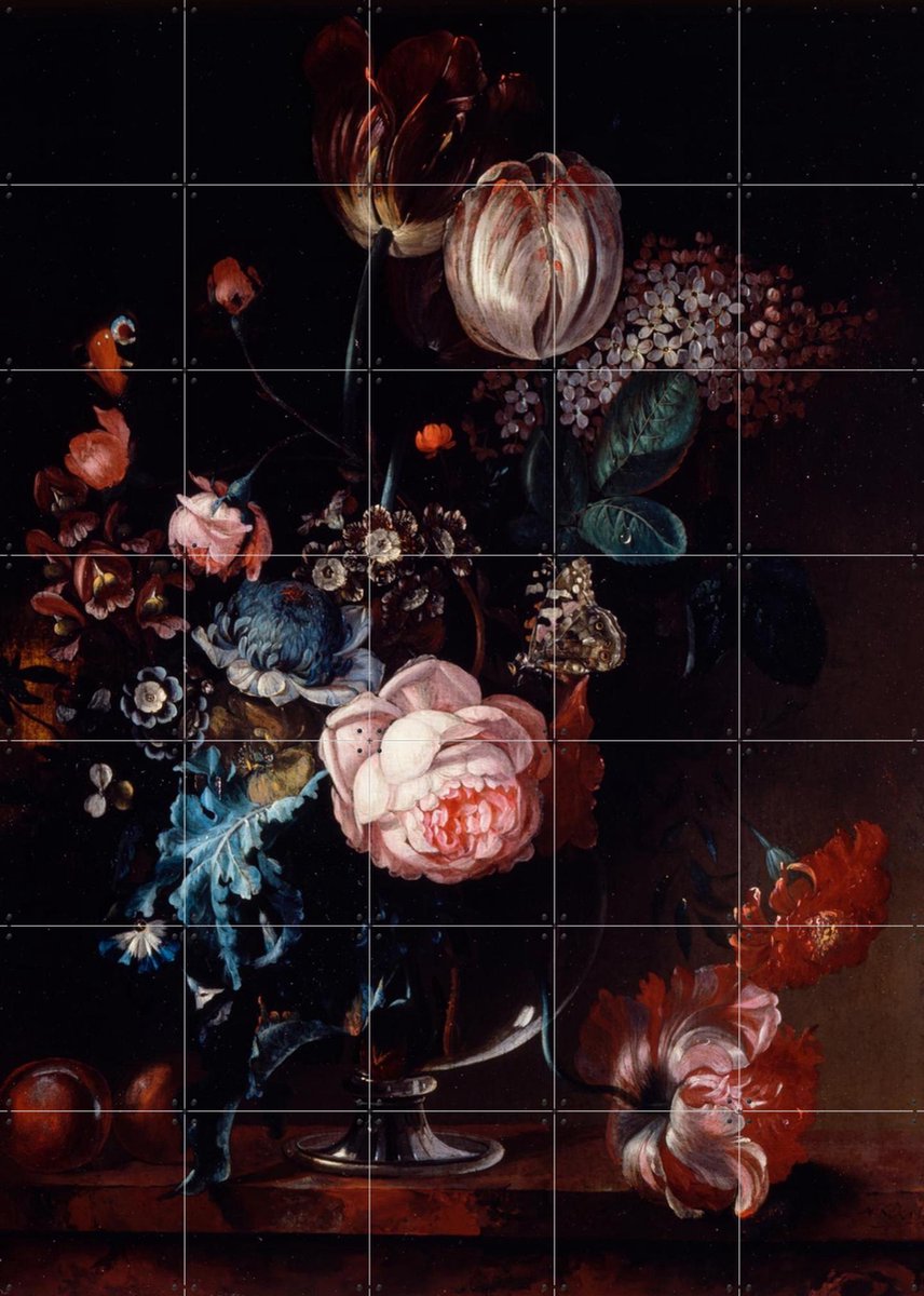 IXXI Bloemstilleven, Nicolaas Frederik Knip & Het Noordbrabants Museum - 100 x 140 cm - Gratis ophangtool - Grote wanddecoratie en posters - Klassiek