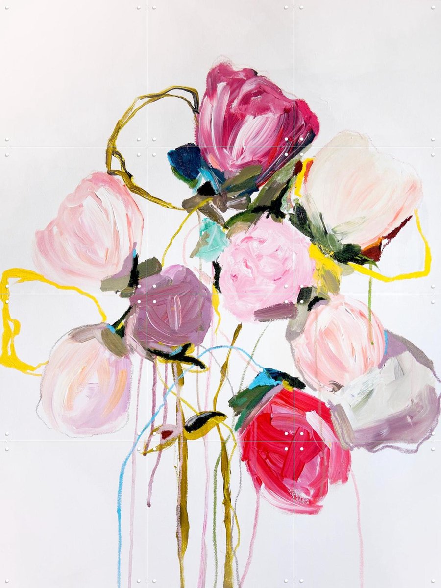 IXXI Bloom 0709, Leigh Viner - 60 x 80 cm - Gratis ophangtool - Grote wanddecoratie en posters - Abstract, Kwaststreken, Line art, Decoratieve