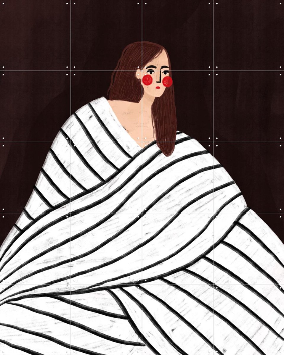 IXXI The Woman With Black and White Stripes, Bea Müller & Various - 80 x 100 cm - Gratis ophangtool - Grote wanddecoratie en posters - Strepen