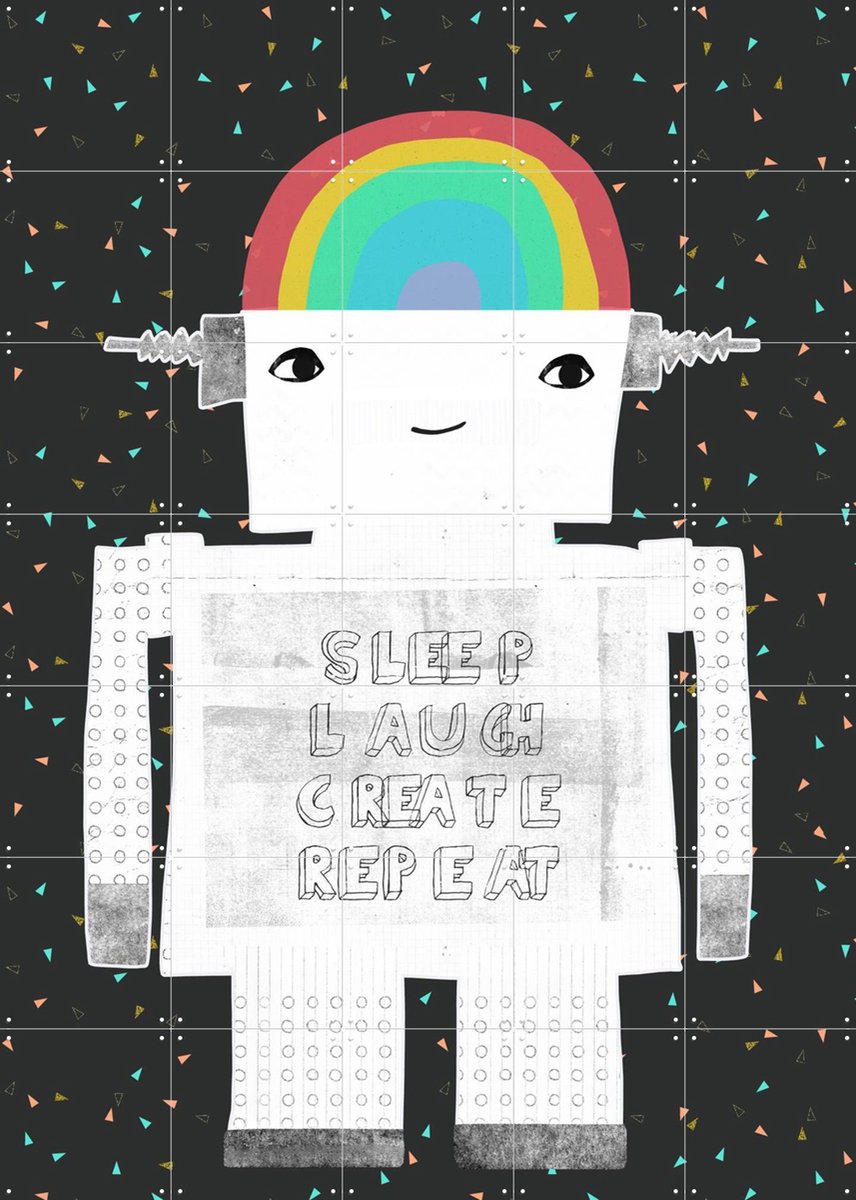 IXXI Sleep Laugh Create Repeat, Treechild & Various - 100 x 140 cm - Gratis ophangtool - Grote wanddecoratie en posters Kinderkamer, Kinderen