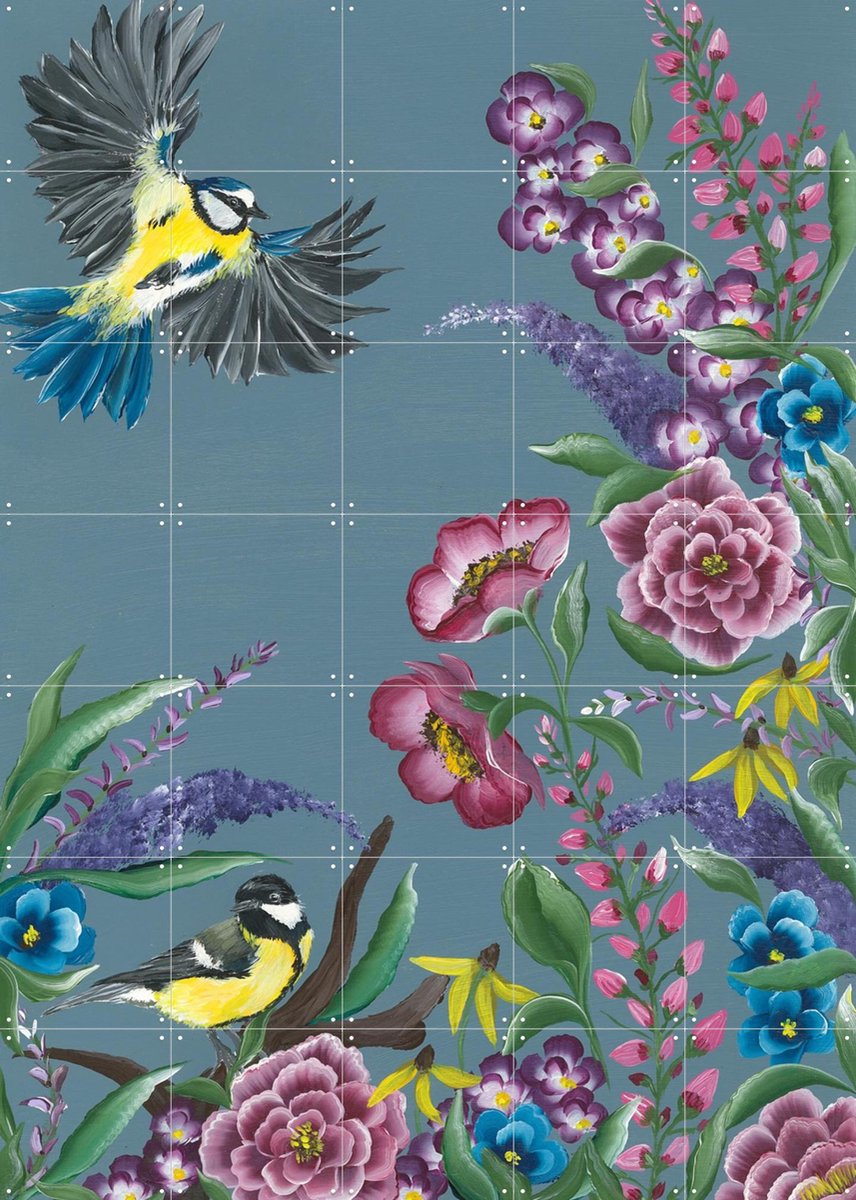 IXXI Flight in Bloom, Lens en penseel door Myrte - 100 x 140 cm - Gratis ophangtool - Grote wanddecoratie en posters - Kleurrijk, Illustraties