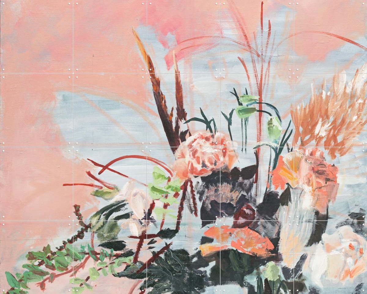 IXXI Pink Floral, Green Barn Studio - 100 x 80 cm - Gratis ophangtool - Grote wanddecoratie en posters - Kleurrijk, Abstract, Olieverf, Slaapkamer