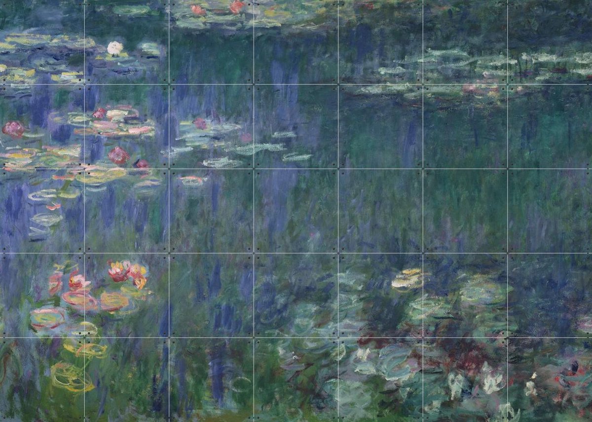 IXXI Waterlilies Green Reflections, Claude Monet & Bridgeman Images - 140 x 100 cm - Gratis ophangtool - Grote wanddecoratie en posters - Olieverf
