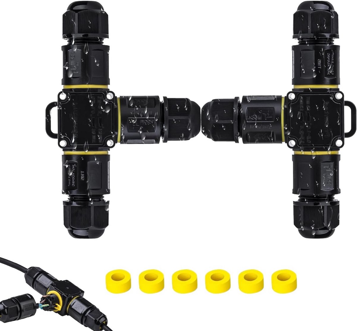 Waterdichte Kabelverbinder Set 3-Polig IP68 voor Buiteninstallaties
