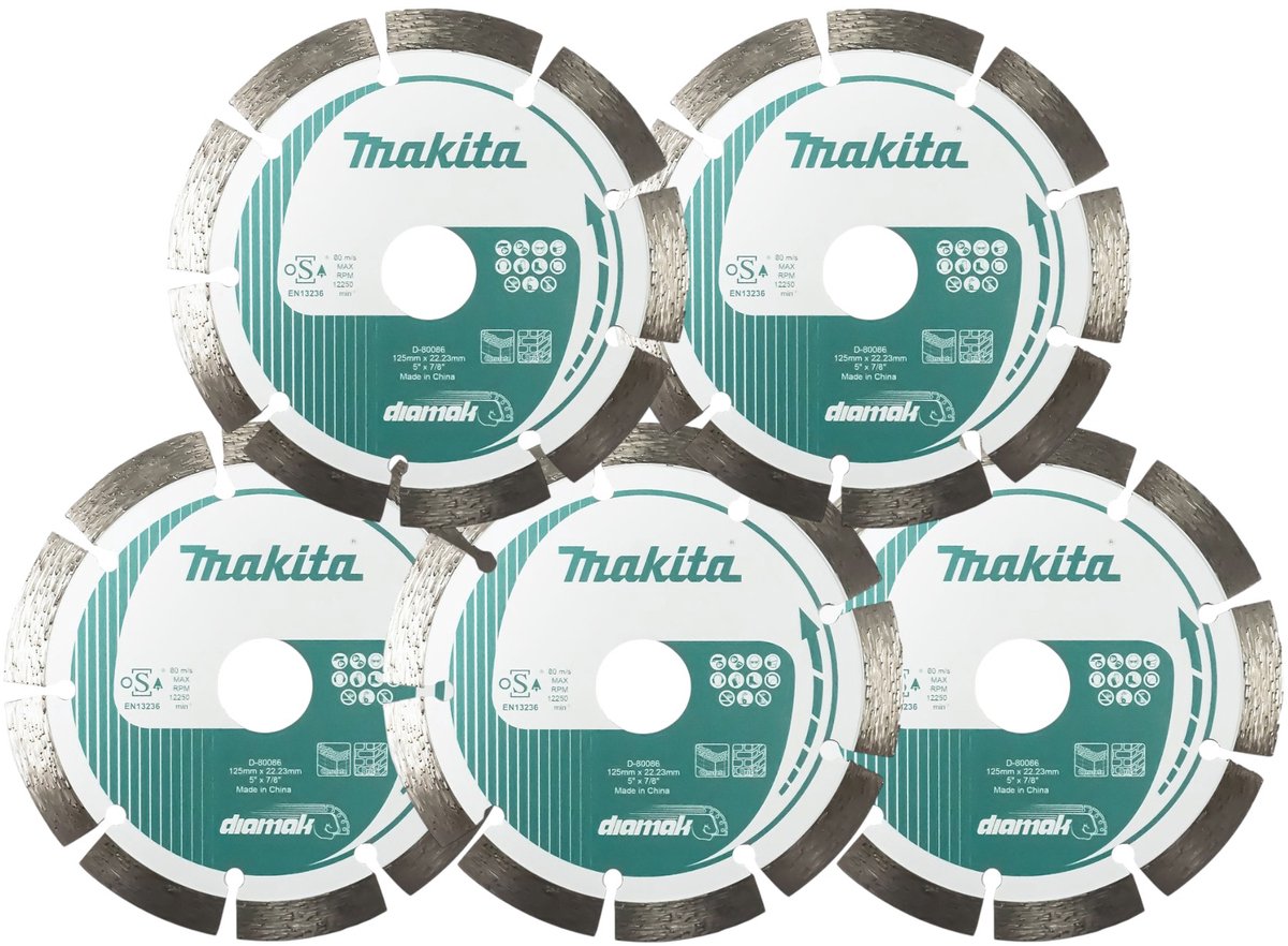 Makita 5x Diamak diamantzaagblad 125 x 22,23 mm ( 5x D-80086 )