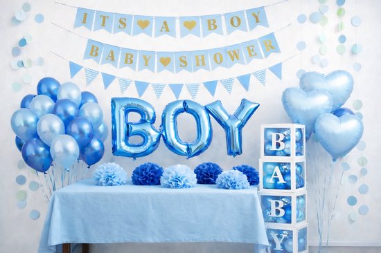 It’s a Boy partybox set baby shower naissance, fête gender reveal décoration garçon bleu paquet set ballons guirlandes boîtes à lettres BABY