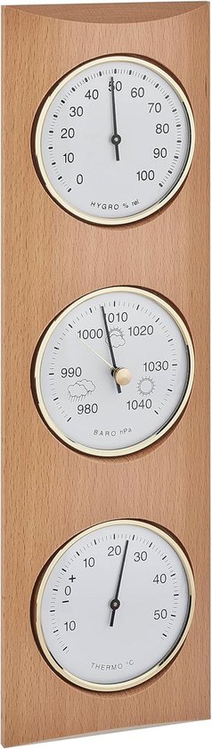TFA Dostmann Analoog Weerstation – Beukenhout – Met Barometer, Thermometer & Hygrometer – Kamertemperatuur & Luchtvochtigheid – Modern Design – Gemaakt In Duitsland