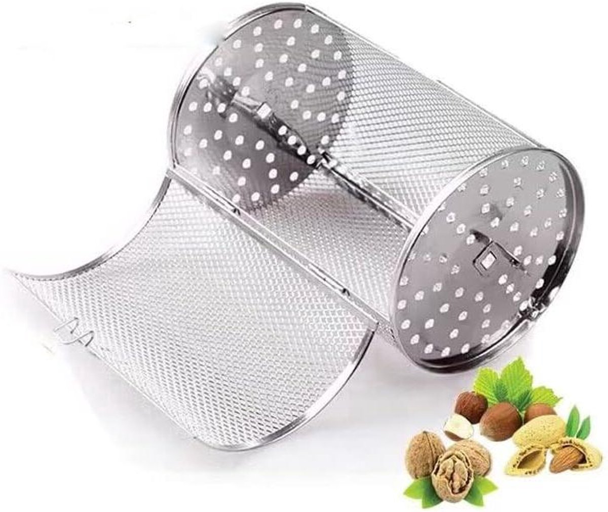 Allecto-Bakken Grill Mand Iron Mesh Fence Vat voor Gedroogd Bakken Koffiebonen Nut Oven BBQ Grill Kooi Kit 14 x 23 cm - Keukengerei - Roestvrij staal - Gemakkelijk te reinigen - Geschikt voor Grilloven - Zilverkleurig