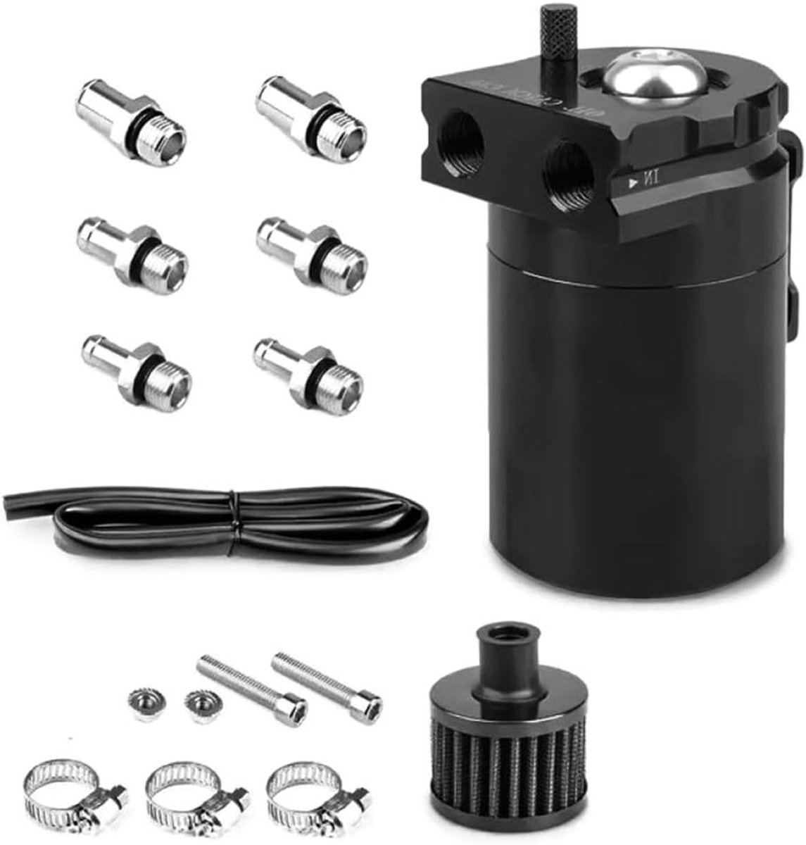 Allecto- Universele Aluminium Olievangbak - Motor accessoires - Zwart - Verbeter Motorprestaties - Lekvrije Kraan - Geschikt voor Alle Merken - Zwart Model