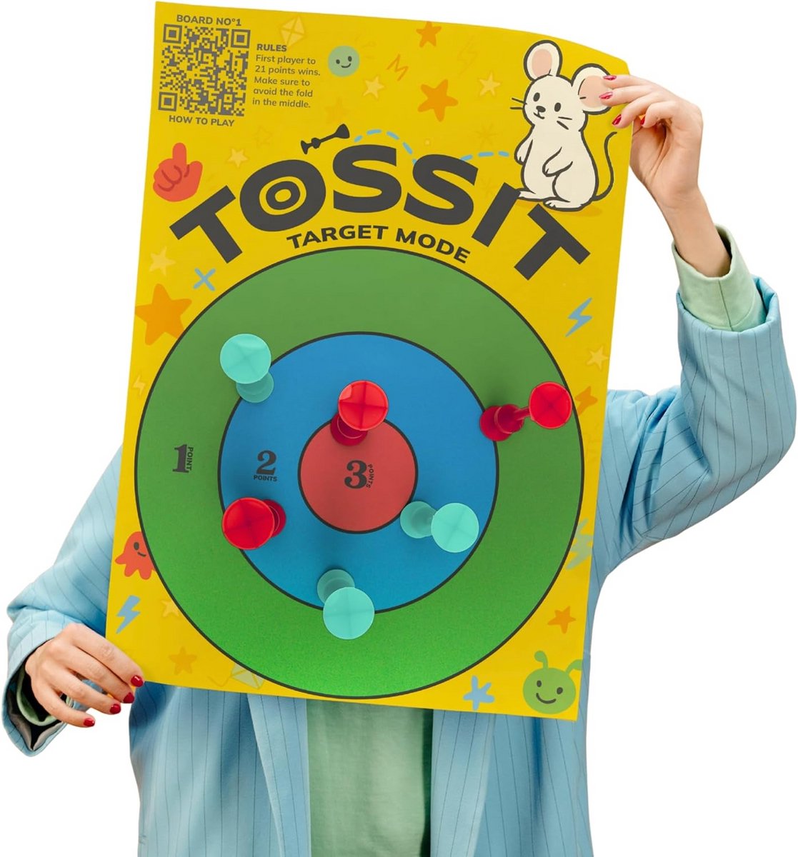 2-in-1 Spelposter: Darts met Zuignap en Boter Kaas en Eieren | Herbruikbaar
