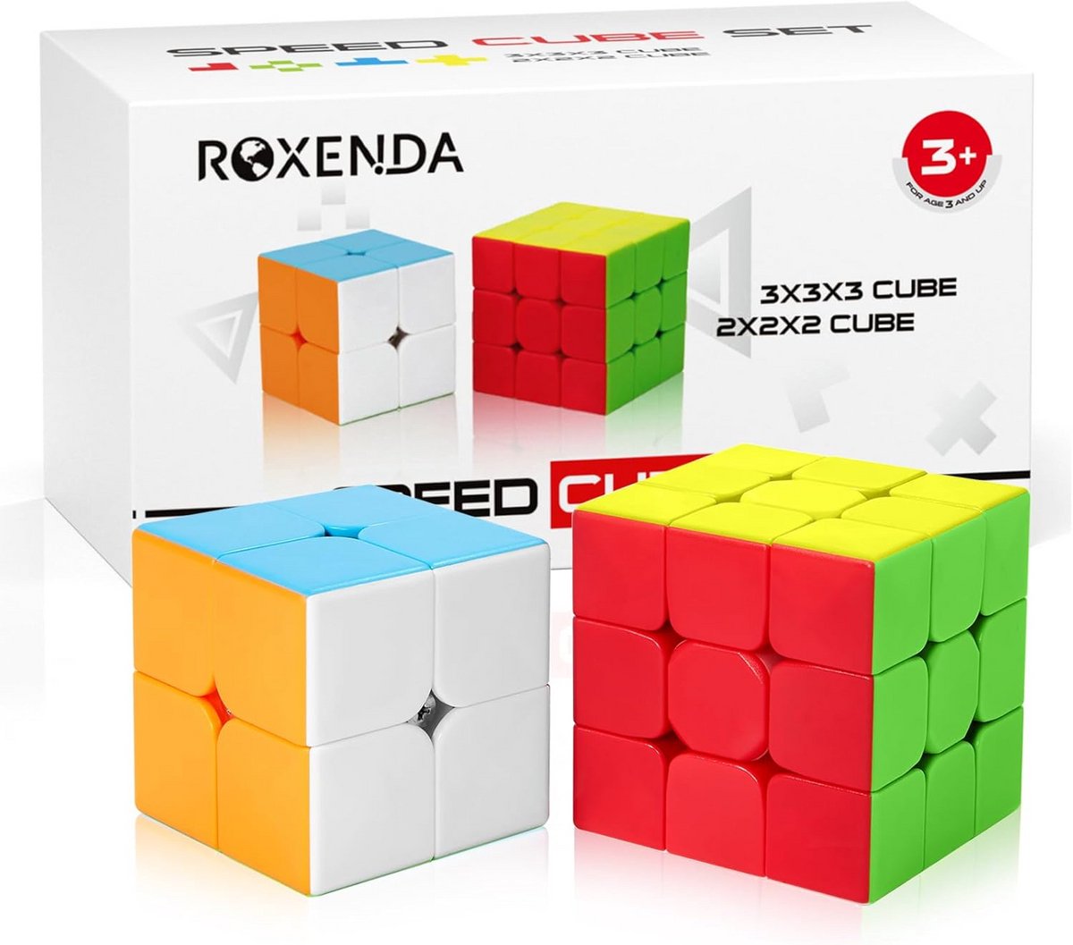 Set van 2x2 en 3x3 Magische Puzzel Kubussen, Stickerloos Snelheidsdraaiend Speelgoed
