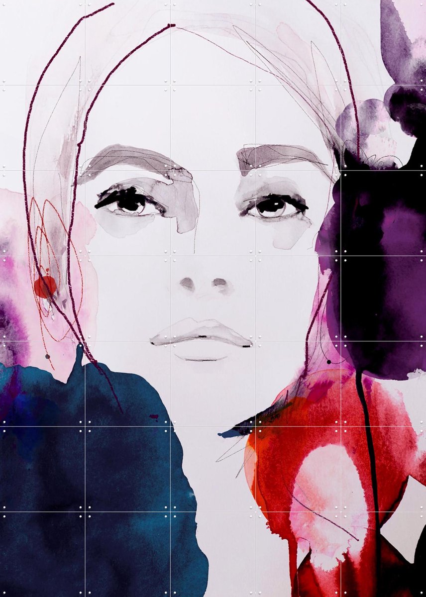 IXXI Rouge Noir, Leigh Viner - 100 x 140 cm - Gratis ophangtool - Grote wanddecoratie en posters - Line art, Kleurrijk, Grafisch Ontwerp, Portretten