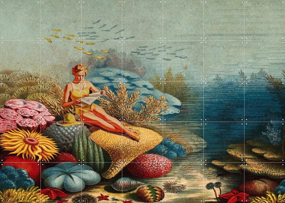 IXXI Beach Day, Extrovisions - 140 x 100 cm - Gratis ophangtool - Grote wanddecoratie en posters - Kleurrijk, Illustraties, Vintage, Speels