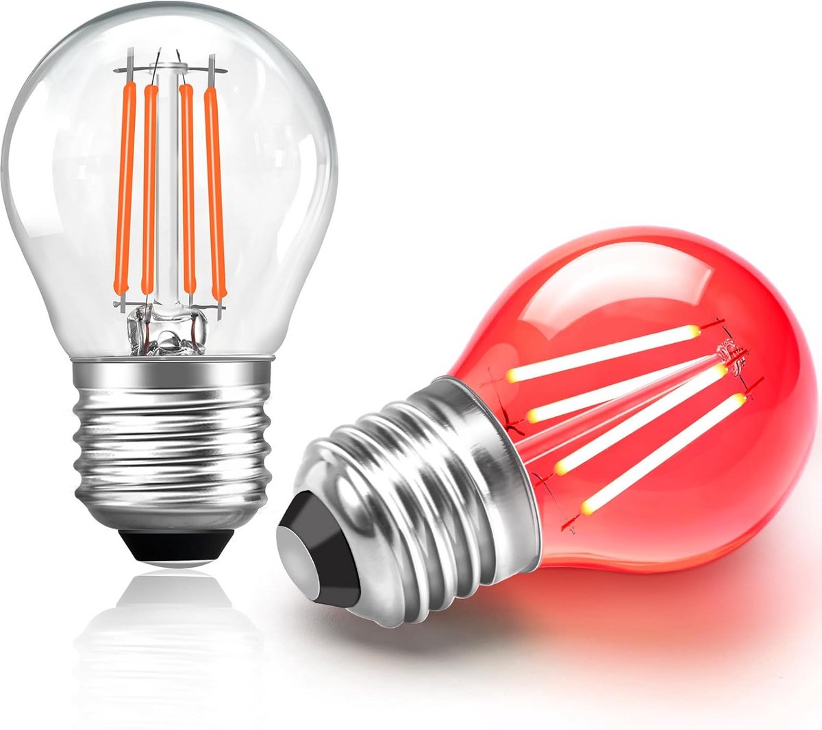 Rode E27 LED Lamp 4W, 400LM, Sfeerverlichting voor Feest en Decoratie, Pak van 2