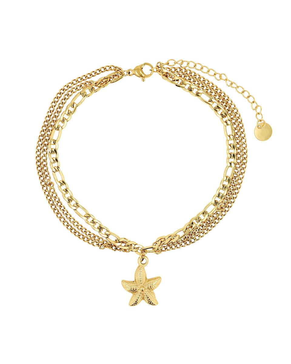 AKZENT Akzent dames voetsieraden Dyre enkelbandje met zeester, roestvrij staal