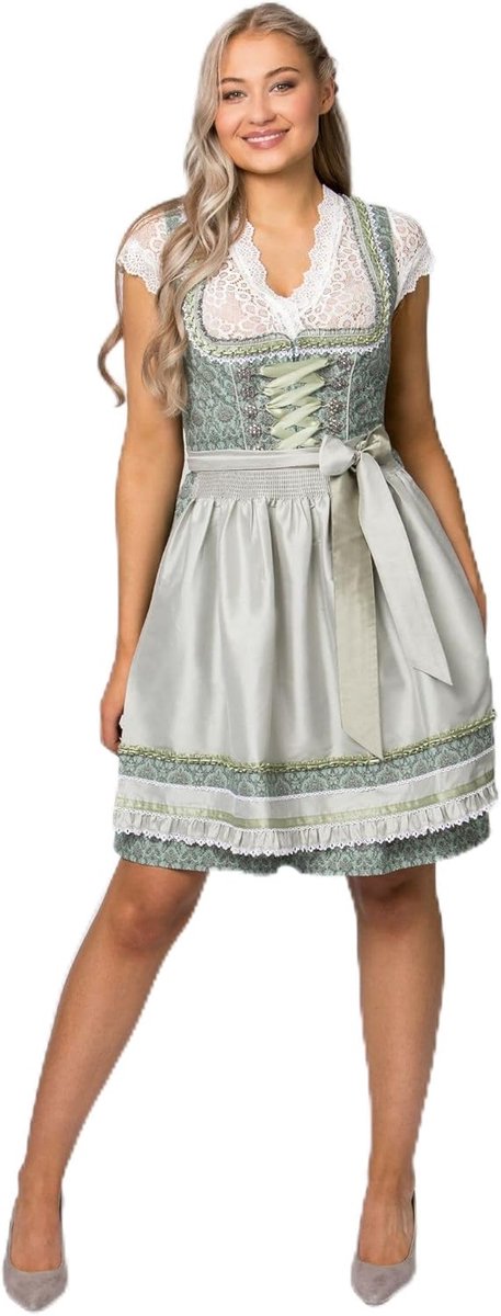 Dames Dirndl Jurk - Traditionele Kleding - Oktoberfest Feest - Bloemenpatroon met Ruffles - Rood