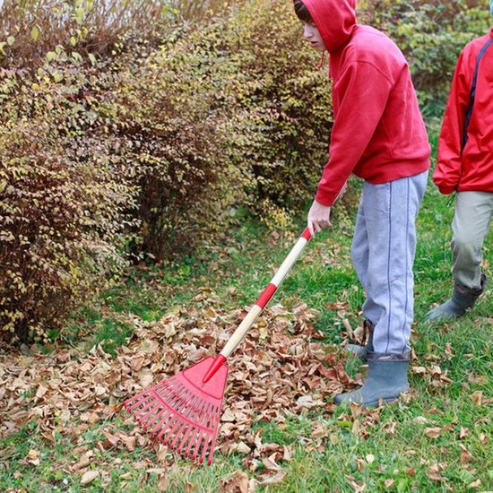 Waaivormige Hark - Bladhark Gazonhark - Buiten Tuin Onderhoud - Afneembare Bezem - 50 cm Breed - Rood — afbeelding 2
