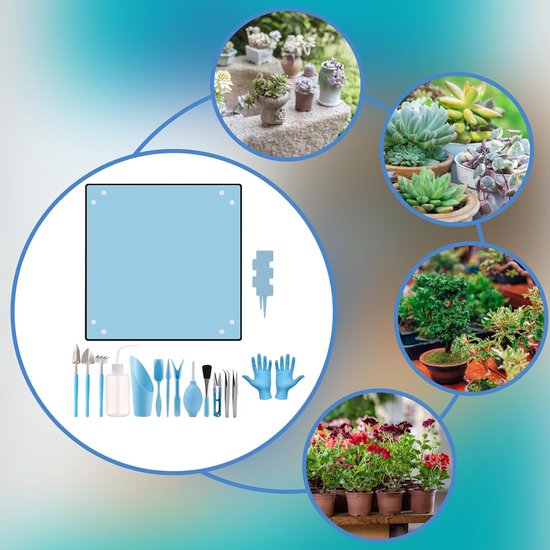 Tuin Gereedschap Set - Tuinbenodigdheden - Verpotten en Graven - Waterdichte Mat - 100x100cm Mat - Zwart Blauw — afbeelding 3